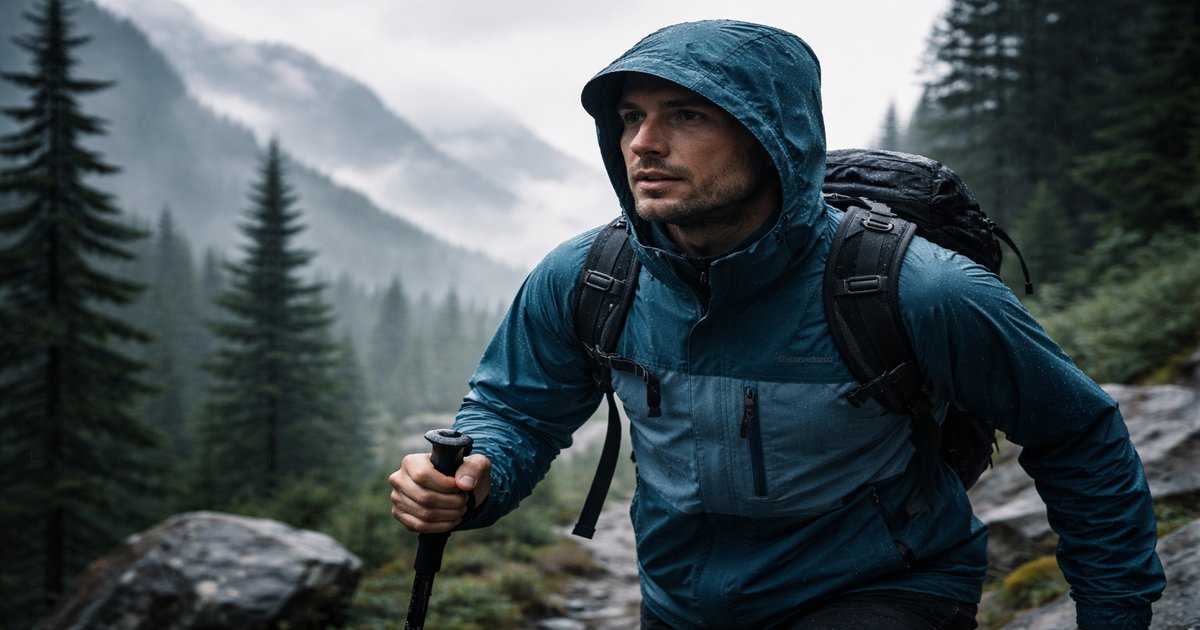 columbia waterproof jacket in use